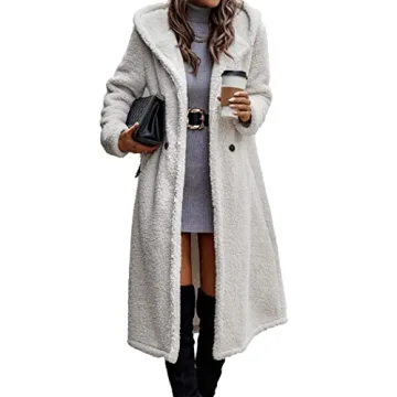 PRETTYGARDEN Women's Fashion Winter Coats Fuzzy Fleece Long Hooded Jackets Button Down Faux Fur Warm...