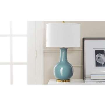 Paris Modern Light Blue Ceramic Table Lamp - 28 inches