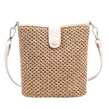 Women Straw Crossbody Bag Beach Handmade Rattan Shoulder Bags Hand Woven Leather Straps Straw Clutch...