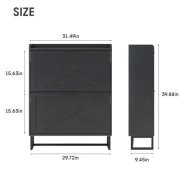 Maupvit Shoe Storage Cabinet with 2 Flip Drawers, Freestanding Organizer with Metal Legs for Entrywa...