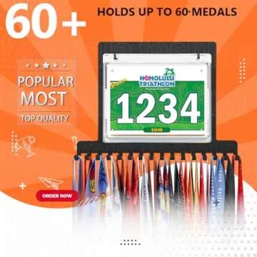 Race Medal Holder Wall Hanger,Marathon Medal Display and Runner Medal Hanger Display,Bib Running Medal Display, Running Medal Hanger Display,Medal Holder for Wall,Gifts For Runners Athlete Luxurious