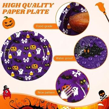 Umigy 120 Pcs Halloween Paper Plates for Fun Parties