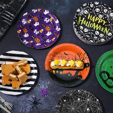 Umigy 120 Pcs Halloween Paper Plates for Fun Parties