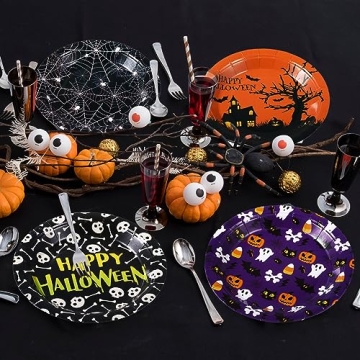 Umigy 120 Pcs Halloween Paper Plates for Fun Parties