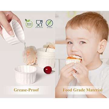 White Cupcake Liners, 100 Heavy Duty Baking Cups