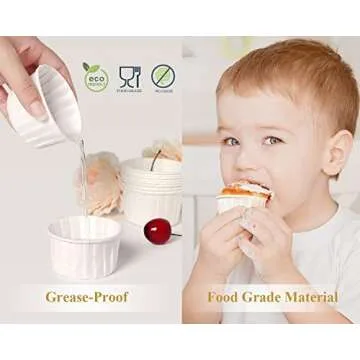 White Cupcake Liners, 100 Heavy Duty Baking Cups