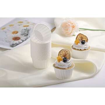 White Cupcake Liners, 100 Heavy Duty Baking Cups