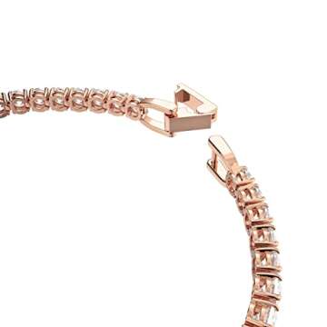 Swarovski Tennis Deluxe Collection Women's Tennis Bracelet, Sparkling White Crystals with Rose-Gold Tone Plated Band