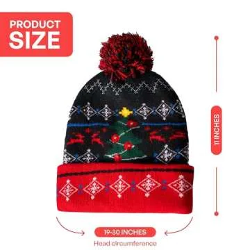 JOYIN 2 Pack LED Light-up Christmas Hat, Knitted Beanie Ugly Holiday Xmas Beanie Hat Knit Cap for Party (Battery Included with 3 Flashing Modes)