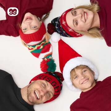 JOYIN 2 Pack LED Light-up Christmas Hat, Knitted Beanie Ugly Holiday Xmas Beanie Hat Knit Cap for Party (Battery Included with 3 Flashing Modes)