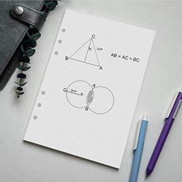 A5 Dotted Paper, Refills for Filofax Planner, Organizer, Binders, 6 Hole Punched, 100 Sheets/200 Pages, 100gsm, White, 5.8 x 8.2 Inch