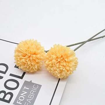 Artificial Flowers Chrysanthemum Ball Flowers 10pcs Bouquet Present for Important People Glorious Moral for Home Office Coffee House Deco Parties and Wedding(Yellow)