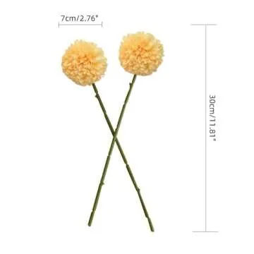 Artificial Flowers Chrysanthemum Ball Flowers 10pcs Bouquet Present for Important People Glorious Moral for Home Office Coffee House Deco Parties and Wedding(Yellow)