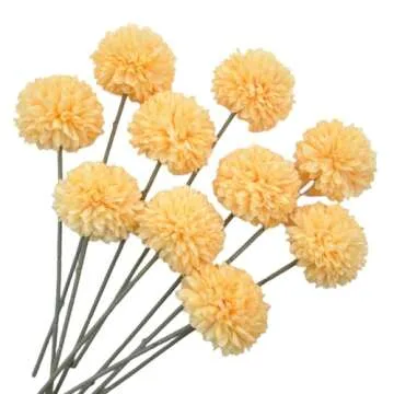 Artificial Flowers Chrysanthemum Ball Flowers 10pcs Bouquet Present for Important People Glorious Moral for Home Office Coffee House Deco Parties and Wedding(Yellow)