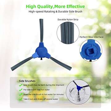 Spare Accessories Compatible with eufy 11S, 25C, 30C Slim Robotic Vacuum Cleaner NOT for Max Series Replacement Parts Include: 1 Roller Brush 6 Edge Brushes 6 Filter Foam Kit