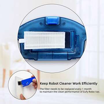 Spare Accessories Compatible with eufy 11S, 25C, 30C Slim Robotic Vacuum Cleaner NOT for Max Series Replacement Parts Include: 1 Roller Brush 6 Edge Brushes 6 Filter Foam Kit