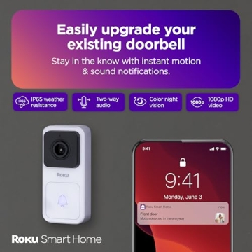 Roku Wired Video Doorbell & Chime - 1080p HD