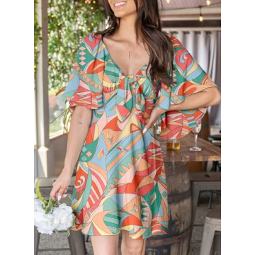Dokotoo Boho Dresses for Women 2025 Boho Dress Floral Dress for Women Spring Sundresses Vacation Beach Outfits for Women Resort Wear Womens Clothes Clothing Sun Fashion