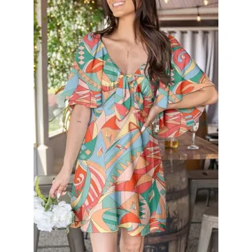 Dokotoo Boho Dresses for Women 2025 Boho Dress Floral Dress for Women Spring Sundresses Vacation Beach Outfits for Women Resort Wear Womens Clothes Clothing Sun Fashion