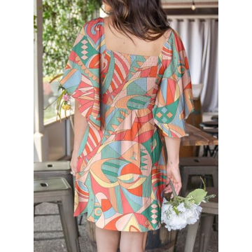 Dokotoo Boho Dresses for Women 2025 Boho Dress Floral Dress for Women Spring Sundresses Vacation Beach Outfits for Women Resort Wear Womens Clothes Clothing Sun Fashion