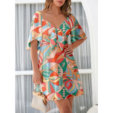 Dokotoo Boho Dresses for Women 2025 Boho Dress Floral Dress for Women Spring Sundresses Vacation Beach Outfits for Women Resort Wear Womens Clothes Clothing Sun Fashion