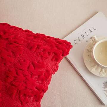 SHITURRE Christmas Snowflake Decorative Throw Pillow Covers Set of 2 Packs, Soft Fluffy Pillowcases ...