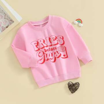 Trendy FIOMVA Toddler Valentines Day Sweatshirt for Girls