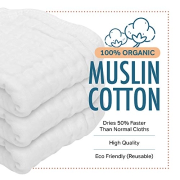 AllSett Health Muslin Burp Cloths 10 Pack 20" x 10"