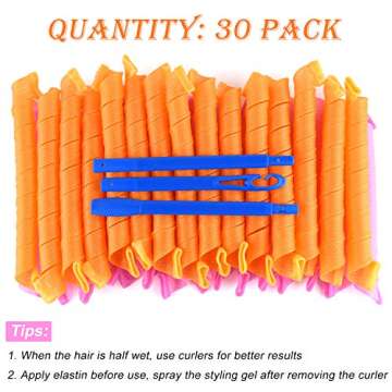 TUPARKA 30 Pack Spiral Curls No Heat Hair Rollers Kit with Styling Hooks for Extra Long Hair up to 2...