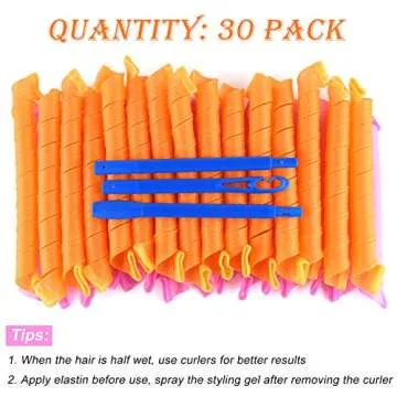 TUPARKA 30 Pack Spiral Curls No Heat Hair Rollers Kit with Styling Hooks for Extra Long Hair up to 2...