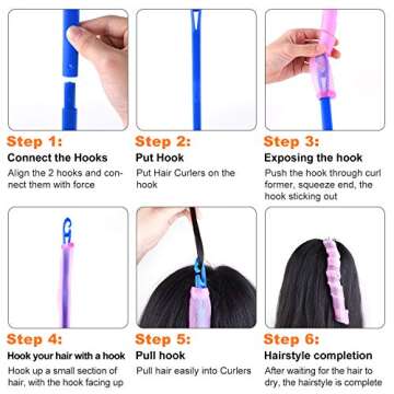 TUPARKA 30 Pack Spiral Curls No Heat Hair Rollers Kit