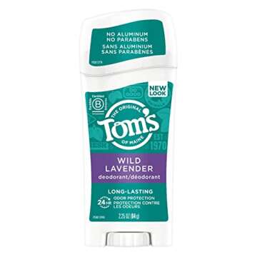 Tom's of Maine Long-Lasting Aluminum-Free Natural Deodorant for Women, Wild Lavender, 2.25 oz. 3-Pack (Packaging May Vary)