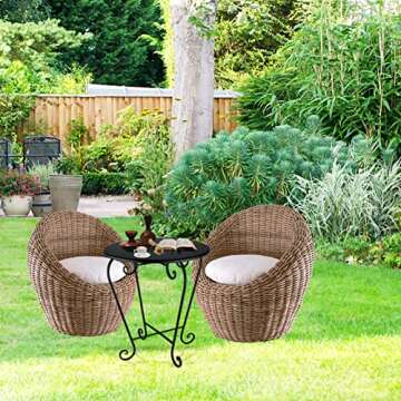 Wtiujhg Stylish Weather Resistant Small Patio Side Table for Indoor and Outdoor