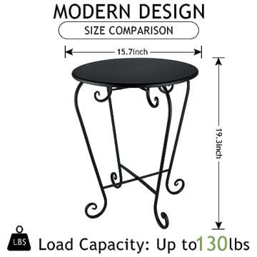 Wtiujhg Weather Resistant Small Patio Side Table - Black