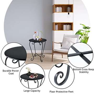 Wtiujhg Weather Resistant Small Patio Side Table - Black