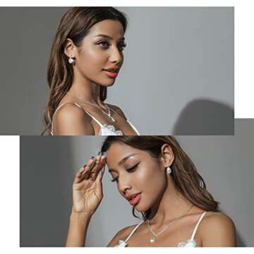 Unicra Bride Crystal Necklace Earrings Set Bridal Wedding Jewelry Sets Rhinestone Choker Necklace Prom Costume Jewelry Set for Women and Brides (A-Silver)