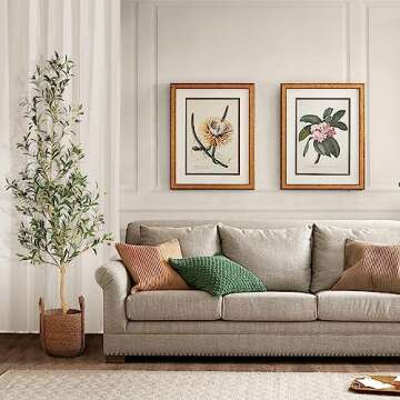 Feelead Faux Olive Tree 6ft | Olive Trees Artificial Indoor with Realistic Leaves and Fruits | 6 Feet Fake Olive Tree with Unique Artistic Styling for Home Office Decor