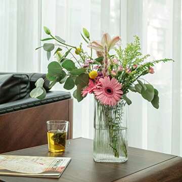 Diamond Star Decorative Vase Heart Shaped Glass Flower Vase for Home Wedding Table Centerpieces (Clear)