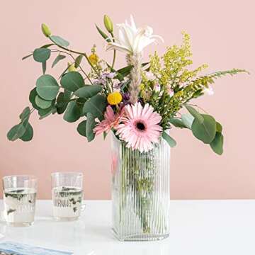 Diamond Star Decorative Vase Heart Shaped Glass Flower Vase for Home Wedding Table Centerpieces (Clear)