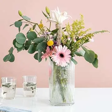 Diamond Star Decorative Vase Heart Shaped Glass Flower Vase for Home Wedding Table Centerpieces (Clear)