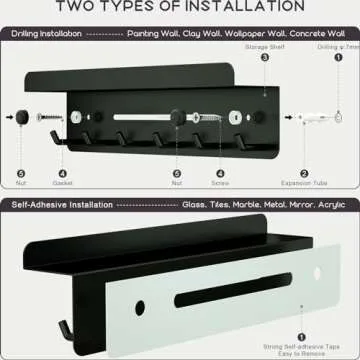 Eanilnaz Stylish Key Holder with Shelf, 6 Hooks