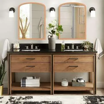 FUWU HOME Wood Bathroom Mirror for Elegant Home Styling