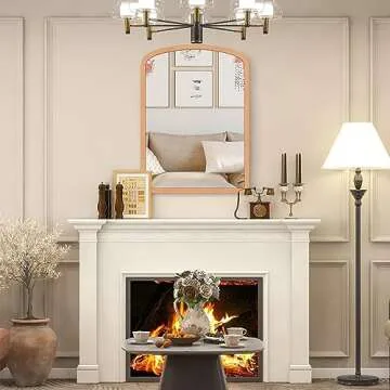 FUWU HOME Wood Bathroom Mirror for Elegant Home Styling