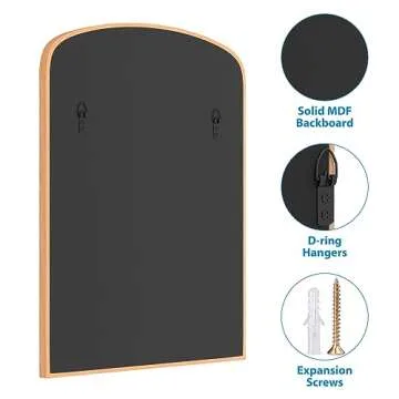 FUWU HOME Wood Bathroom Mirror for Elegant Home Styling