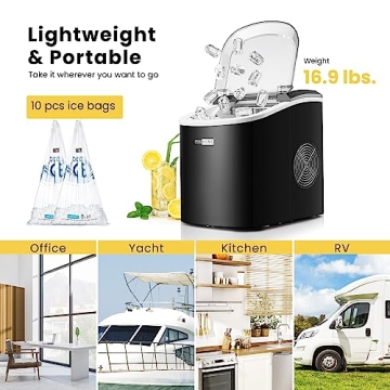 VIVOHOME Portable Ice Maker with Self-Cleaning Function