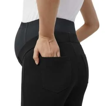 AFITNE Maternity Pants for Work Over The Belly Straight Leg Dress Pants Strethy Pregnancy Office Casual Yoga Pants 31" Black XL