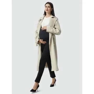 AFITNE Maternity Pants for Work Over The Belly Straight Leg Dress Pants Strethy Pregnancy Office Casual Yoga Pants 31" Black XL