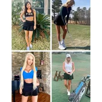 Ekouaer Tennis Skorts for Women Lightweight Black Skirt for Running Tennis Golf Workout Sports
