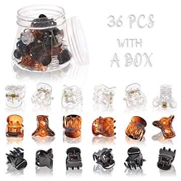 36 PCS Small Hair Claw Clips for Women, 0.6 inch Mini Plastic Hair Jaw Clip Claw for Hair Style Girls Gifts (Black/Clear/Brown)