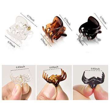 36 PCS Small Hair Claw Clips for Women, 0.6 inch Mini Plastic Hair Jaw Clip Claw for Hair Style Girls Gifts (Black/Clear/Brown)